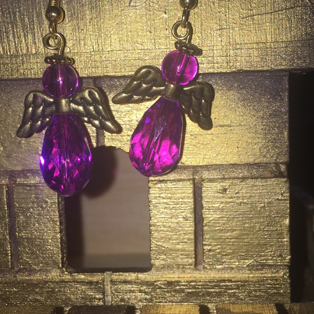 Handmade purple and gold earrings (3/$10)